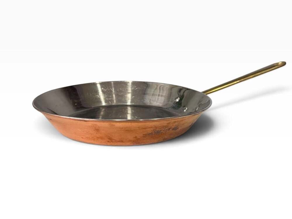 Copper skillet with Stainless Steel Open pan 9.5” with brass handle
